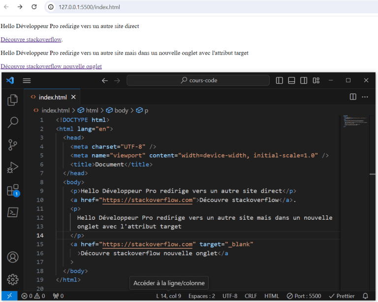 La Balise a en HTML balise de liens